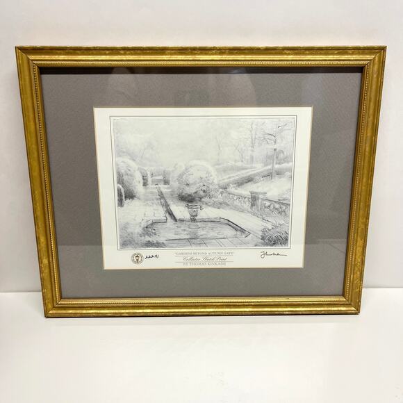 Framed Thomas Kinkade Gardens Beyond Autumn Gate Collector Sketch Print - Picture 1 of 7